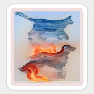 fire and water cat and dog Sticker